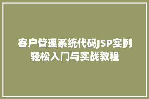客户管理系统代码JSP实例轻松入门与实战教程