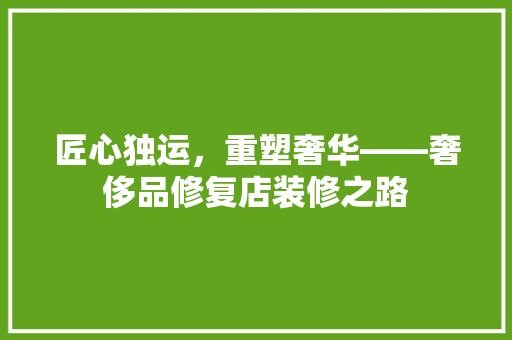 匠心独运，重塑奢华——奢侈品修复店装修之路