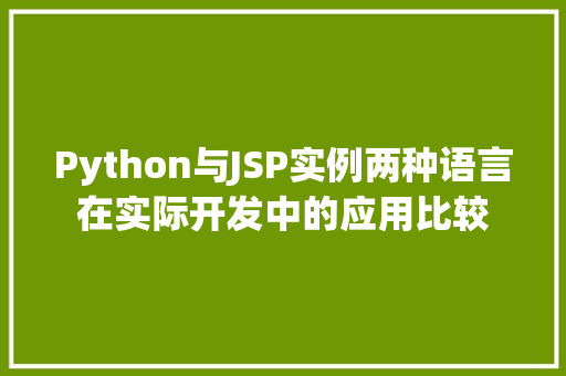 Python与JSP实例两种语言在实际开发中的应用比较