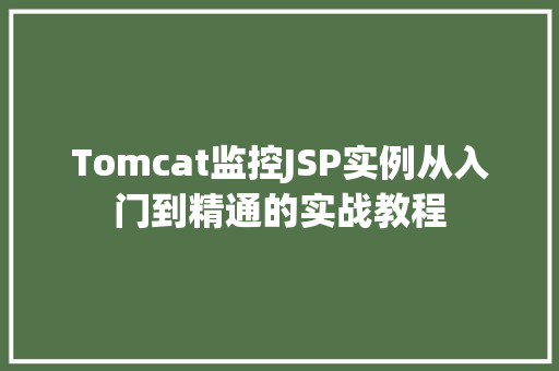Tomcat监控JSP实例从入门到精通的实战教程
