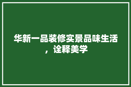 华新一品装修实景品味生活，诠释美学