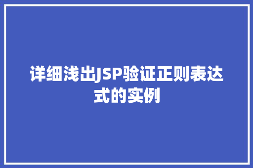 详细浅出JSP验证正则表达式的实例