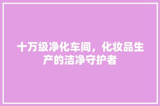 十万级净化车间，化妆品生产的洁净守护者