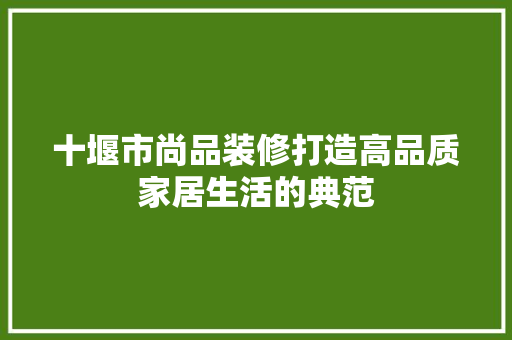 十堰市尚品装修打造高品质家居生活的典范