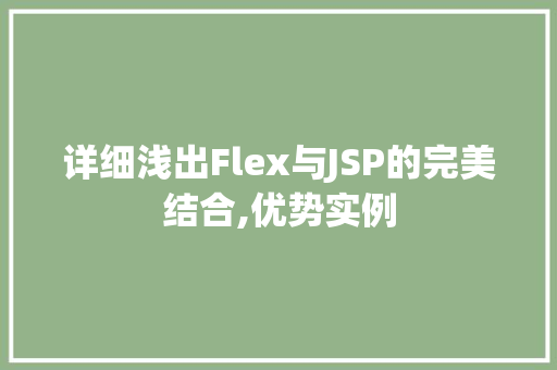 详细浅出Flex与JSP的完美结合,优势实例 详细浅出Flex与JSP的完美结合,优势实例