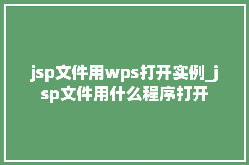 jsp文件用wps打开实例_jsp文件用什么程序打开