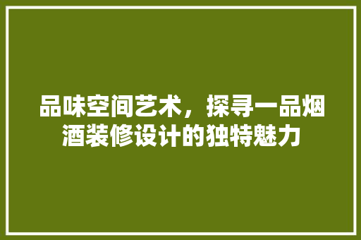 品味空间艺术，探寻一品烟酒装修设计的独特魅力
