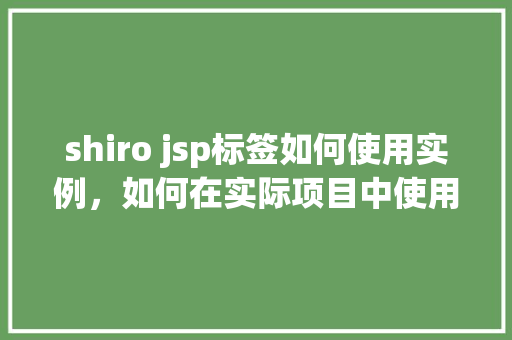 shiro jsp标签如何使用实例，如何在实际项目中使用ShiroJSP标签的实例介绍