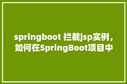 springboot 拦截jsp实例，如何在SpringBoot项目中拦截JSP实例