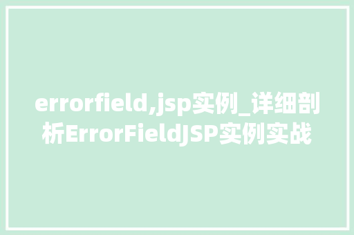 errorfield,jsp实例_详细剖析ErrorFieldJSP实例实战方法与应用场景